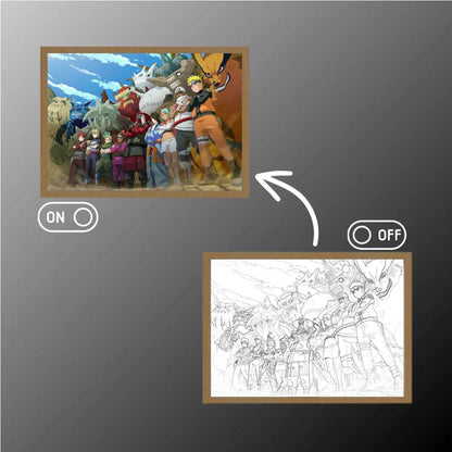 Naruto LED Light Painting | Naruto & Ninja Squad | Anime Shadow Art Wall Art Photo Frame